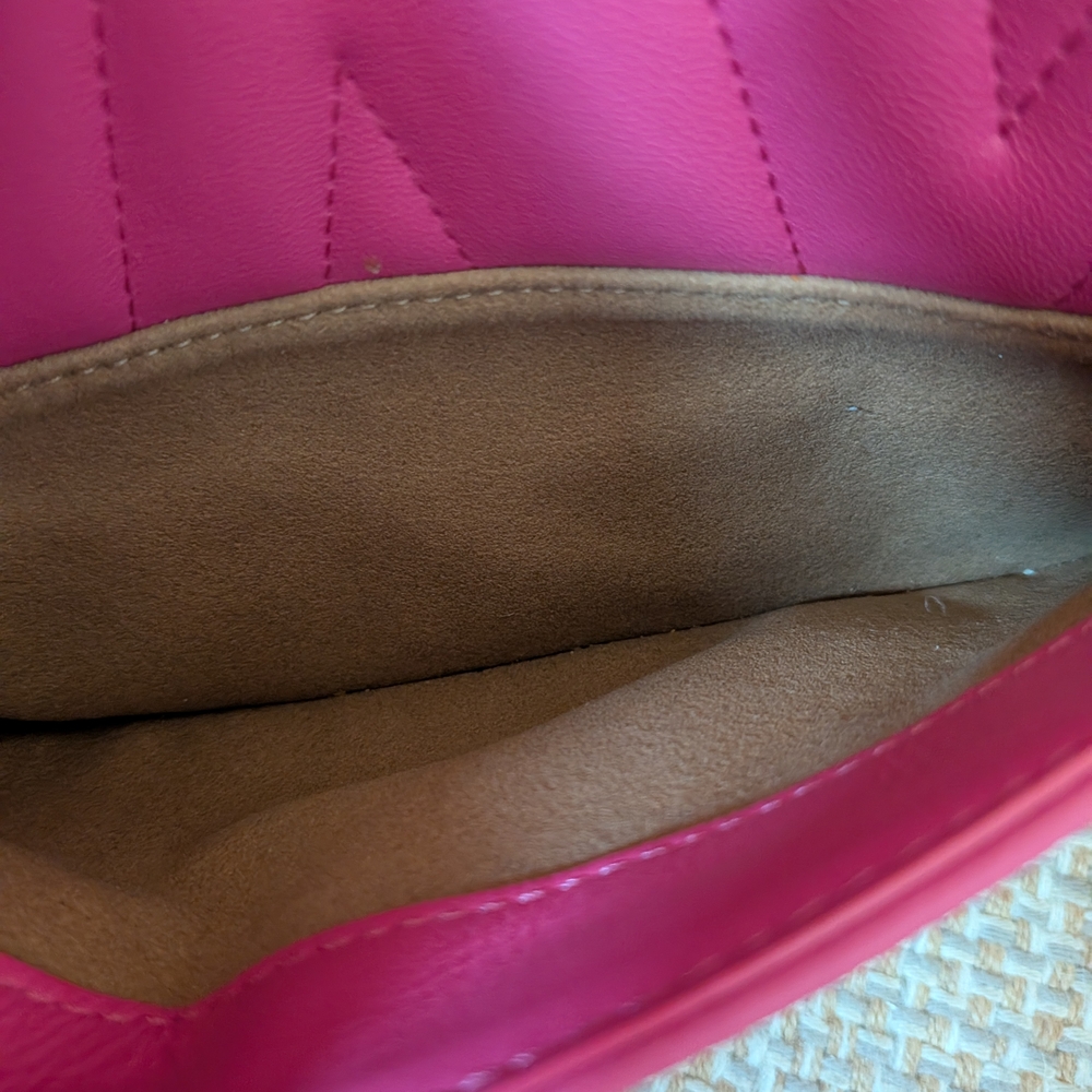 Stuart Weitzman Vibrant Pink Crossbody Bag with Gold Details, See Pics For Flaws - Picture 14 of 17